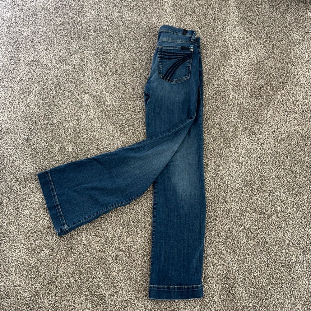 7 For All Mankind Blue Flare Wide Leg Jeans